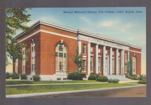 Cedar Rapids IOWA c1940 COE COLLEGE Stewart Library Curteich Curt Teich LINEN IA