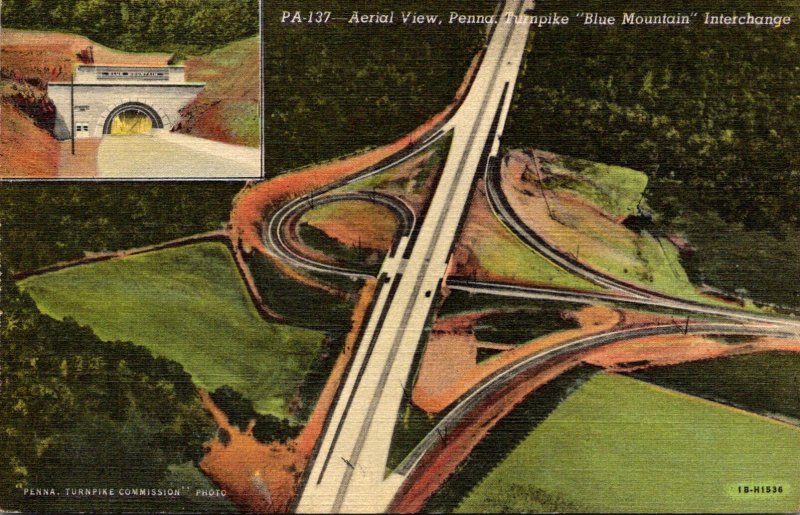 Pennsylvania Turnpike Aerial View Blue Mountain Interchange Curteich