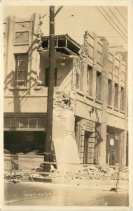 RPPC Postcard 1933 Long Beach CA Earthquake Damage Huntington Park Bank