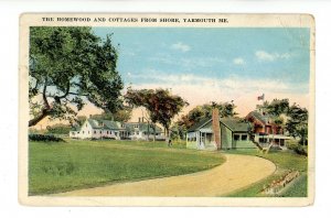 ME - Yarmouth. The Homewood & Cottages from Shore  (creases)