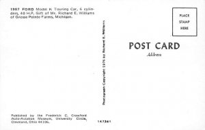 1907 Ford Model K Touring Car Grosse Pointe Farms, Michigan, USA Postcard