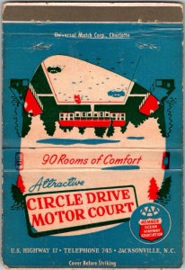 Matchbook Cover - Circle Drive Motel Jacksonville NC North Carolina MB177