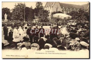 Old Postcard Lourdes Very Blessed Sacrament Procession