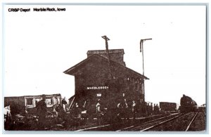 c1960's CRI&P Marble Rock Iowa Railroad Train Depot Station RPPC Photo Postcard