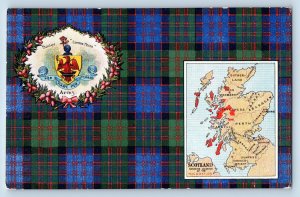 Scotland Postcard Map of Mcdonalds Location Royal Marines Logo c1910 Blue Plaid