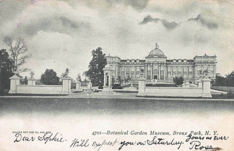 Botanical Garden Museum, Bronx Park, N.Y, Early Postcard, Used in 1905