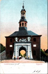 Netherlands Leiden Zijlpoort Vintage Postcard  09.73