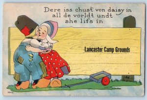 c1910's Lancaster Camp Grounds Cartoon Couples Lancaster Ohio OH Posted Postcard