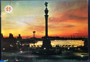 Vintage Postcard Spain Barcelona Columbus Monument
