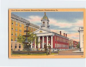 Postcard Court House and Fountain, Memorial Square, Chambersburg, Pennsylvania