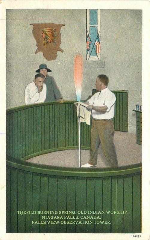1920s Niagara Falls Canada Old Indian Worship Tower Leslie postcard 2233