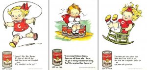 3~1996 Postcards CAMPBELL'S SOUP KIDS Jumping Rope~Rocking Chair  OVERSIZE  4X6