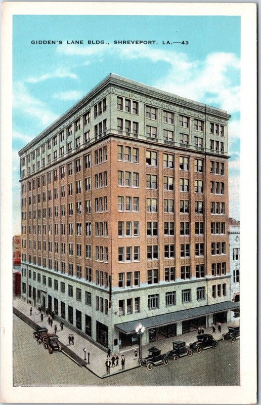 VINTAGE POSTCARD GIDDEN'S LANE BUILDING AT SHREVEPORT LOUISIANA c. 1920s