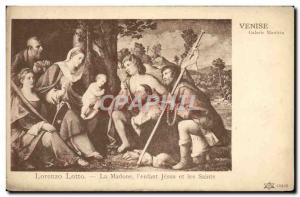 Postcard Old Venice Manfrin Lorenzo Lotto Gallery Madonna l & # 39enfant Jesu...