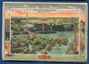 San Antonio Texas Alamo Sunken Garden Brackenridge park Missions postcard folder