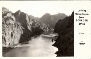 Colorado RPPC Looking Downstream from Boulder Dam Frashers Fotos Postcard V19