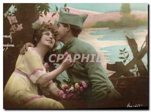 Postcard Old Woman militaria