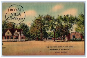 c1940's Only Motor Court in East Colfax Royal Villa Cottages, Denver CO Postcard