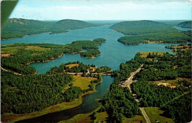 Somesville Maine Mount Desert Island Scenic Birds Eye View Chrome Postcard