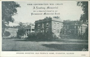 Evanston, Illinois: Swedish Societies' Old People Home 1954: Cook Co IL postcard