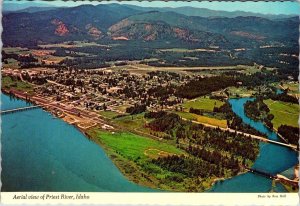 Priest River, ID Idaho  CITY AERIAL~BIRD'S EYE VIEW  Bonner County  4X6 Postcard