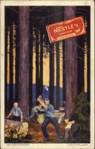 Nestle's Swiss Milk Chocolate Lumberjacks c1915 Art Deco Postcard