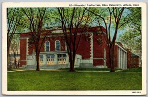 Athens Ohio 1940s Postcard Memorial Auditorium Ohio University