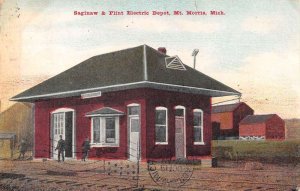 Mt Morris Michigan Saginaw and Flint Electric Depot Train Station PC AA39399