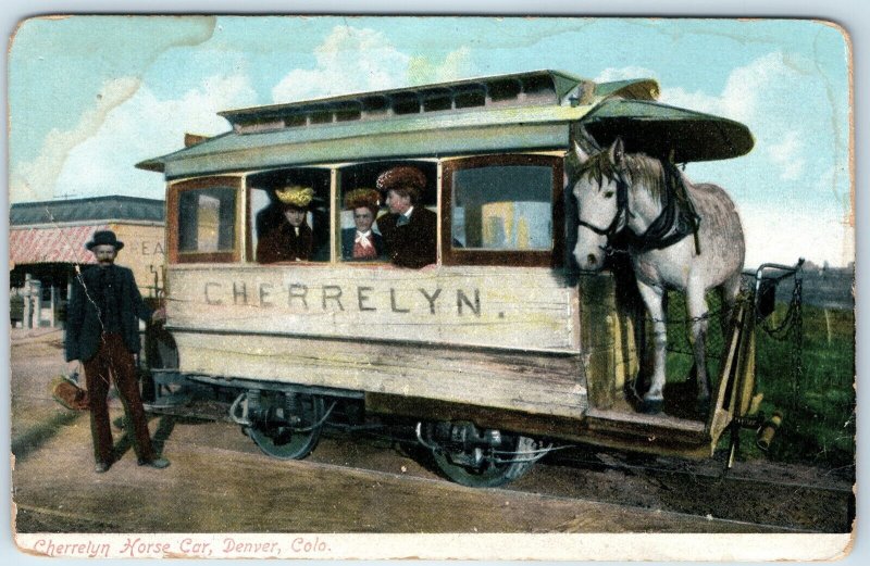 c1910s Denver CO Cherrelyn Horse Train Car Trolley Railway Rare Litho Photo A275