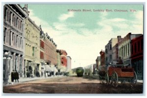 c1910 Sixteenth Street Looking East Exterior Building Cheyenne Wyoming Postcard