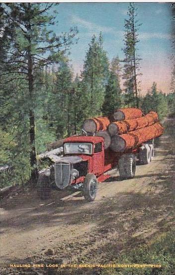 Trees Truck Hauling Pine Logs In The Scenic Pacific Northwest