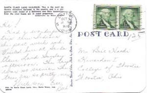 Santa Claus Land Railroad, Indiana. Used post card Stamps are Coil pair #1054