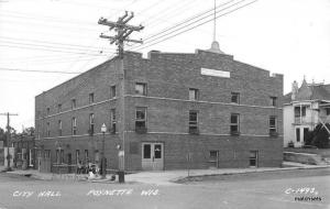 1930s City Hall Poynette Wisconsin Cook RPPC Real Photo postcard 11012