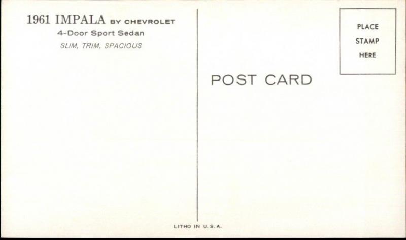 Chevy Chevrolet Vintage Promo Postcard 1961 IMPALA