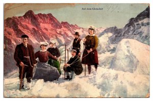 1910 On The Glacier, People Exploring A Glacier, Germany, Postcard