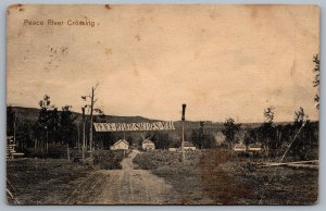 Postcard Peace River Crossing Alberta c1913 Hudson's Bay Company Buildings Olds