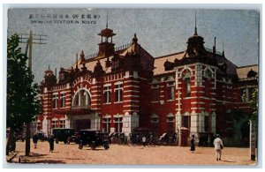 Tokyo Japan Postcard Shinbashi Station Entrance View c1910 Unposted Antique