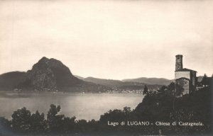 Vintage Postcard 1910's Lake Lago di Lugano Church Chiesa di Castagnola Italy IT