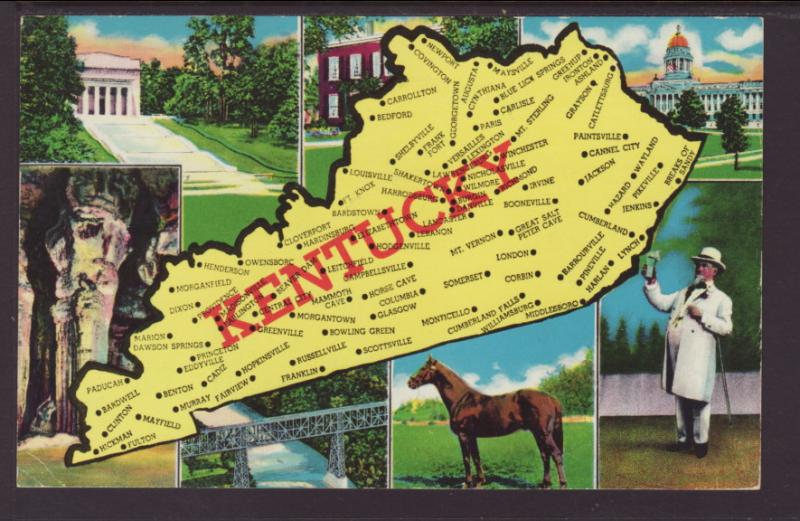 Map of Kentucky Postcard BIN