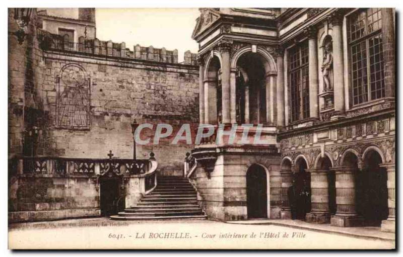 Old Postcard La Rochelle Inner Court of the City & # 39Hotel