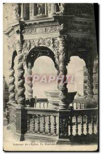 Old Postcard Guimiliau Finistere Interior of the church's baptistery