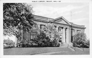 Beloit Wisconsin~Public Carnegie Library~House Background~1943 Postcard