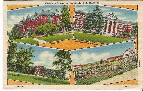 Michigan School for the Deaf, Flint Michigan Vintage Postcard Linen