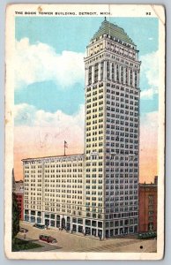 Book Tower Building, Detroit Michigan, 1927 Postcard, Biplane Air Mail Cancel