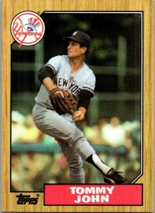 1987 Topps Baseball Card Tommy John New York Yankees sk2330