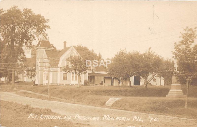 A69/ Monmouth Maine Me RPPC Real Photo Postcard c1910 ME Church Parsonage