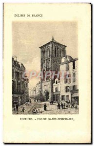 Old Postcard Poitiers Church of Saint Porchaire