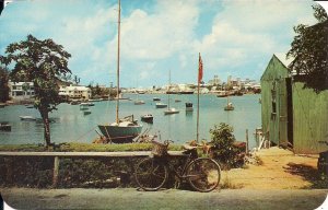 Paget, Bermuda, Hamilton Harbour, Bicycle w Basket, Chrome PC, 1960's