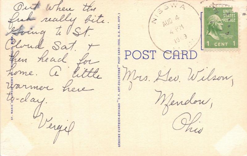 PEQUOT LAKES BREEZY POINT LODGE~BIG PELICAN LAKE MINNESOTA POSTCARD 1949