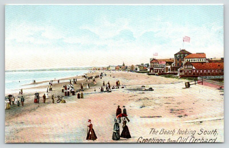 Old Orchard Maine~Victorian Ladies on Beach~South to Hotels~Inns~Artist~c1905 PC 
